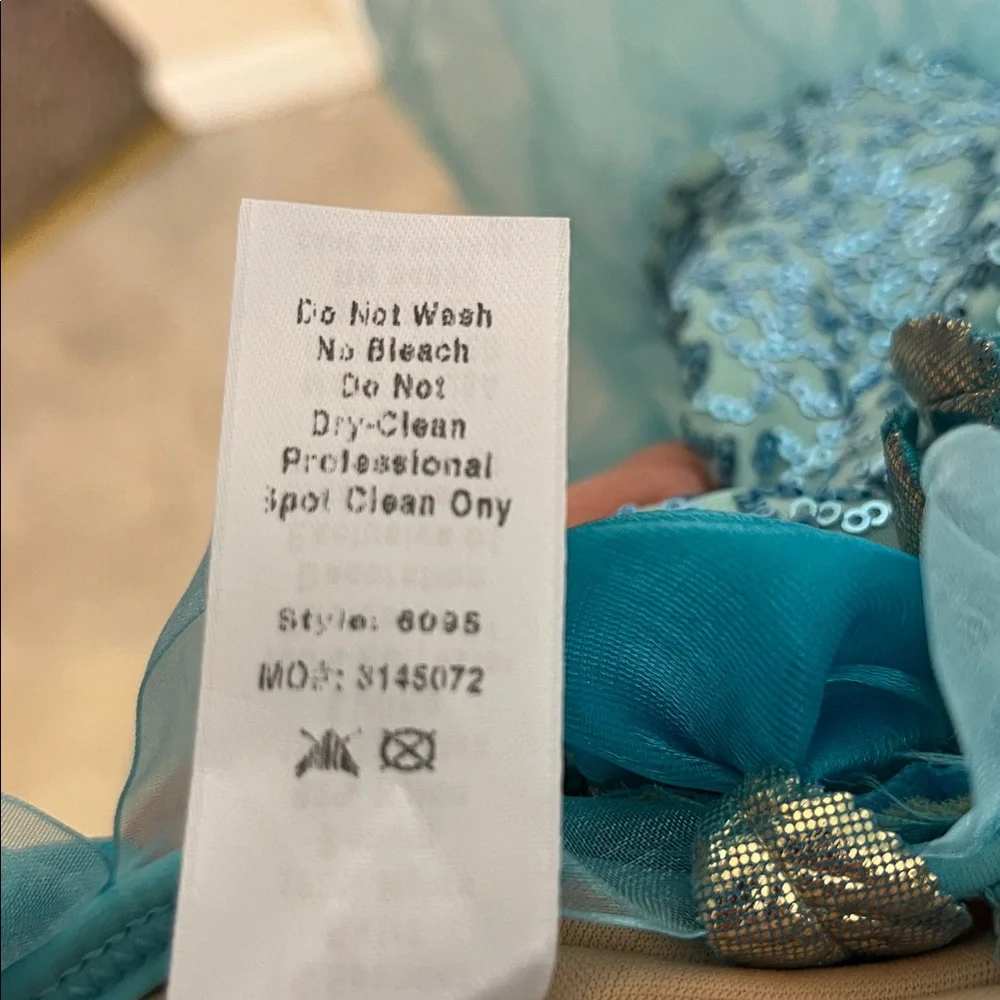 Weissman Blue Sequin Tulle dance costume with Floral Accents